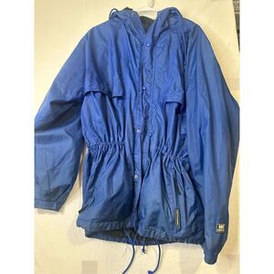 Helly Hansen Mens Jacket Medium Blue Nylon Packable Rain Jacket